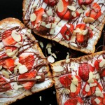 Toast with mascarpone, nutella and strawberries